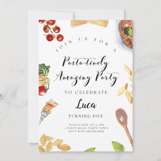 Pasta Italiaans diner verjaardagsuitnodiging Kaart (Voorkant)