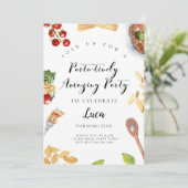 Pasta Italiaans diner verjaardagsuitnodiging Kaart (Staand voorkant)