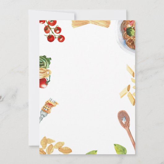 Pasta Italiaans diner verjaardagsuitnodiging Kaart (Achterkant)