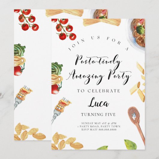 Pasta Italiaans diner verjaardagsuitnodiging Kaart (Voorkant / Achterkant)