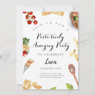 Pasta Italiaans diner verjaardagsuitnodiging Kaart