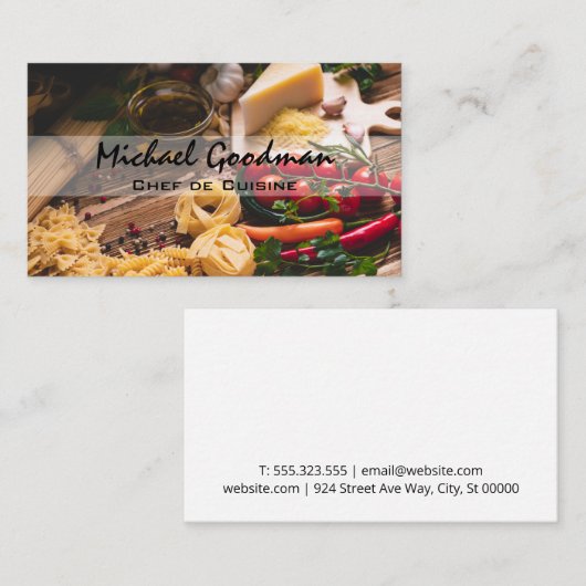 Pasta kaas groenten visitekaartje (Voorkant / Achterkant)