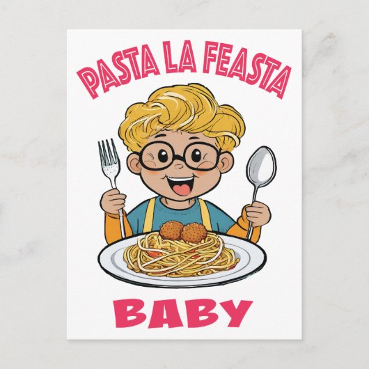 Pasta La Feasta Baby Briefkaart (Voorkant)