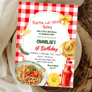 Pasta La Vista Baby Italiaans thema Eerste verjaar Kaart