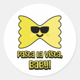 Pasta la vista, baby! Schattigee pasta pun cartoon Ronde Sticker