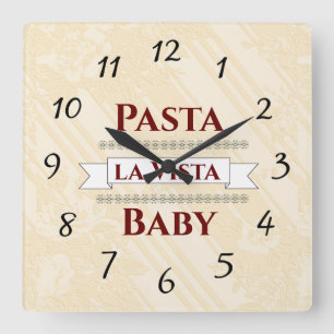 Pasta la Vista Baby Wall Clock Vierkante Klok