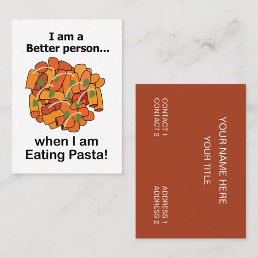 Pasta Maakt Me Beter Grappig Pasta Restaurant Visitekaartje (Voorkant / Achterkant)
