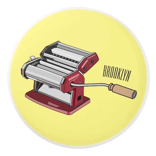 Pasta maker cartoon illustratie keramische knop (Voorkant)