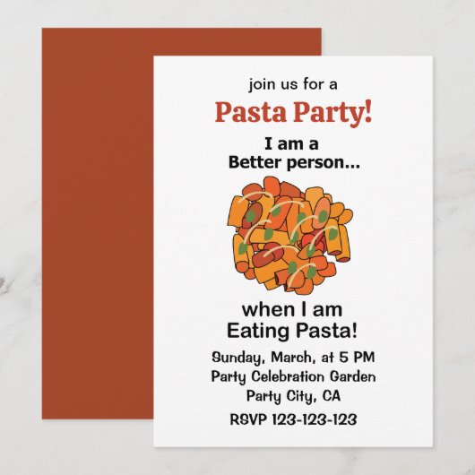 Pasta Makes Me Better Funny Pasta Party Kaart (Voorkant / Achterkant)