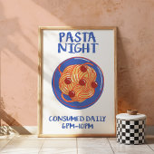 Pasta Night Retro Kitchen Funny Food Wall Poster 