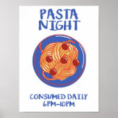 Pasta Night Retro Kitchen Funny Food Wall Poster  (Voorkant)