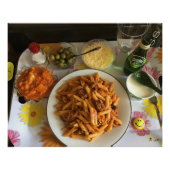 PASTA OP EEN DIENBLAD PERFECT POSTER (Voorkant)