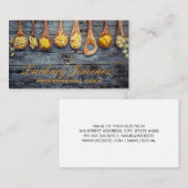 Pasta op houten lepels op tafel visitekaartje (Voorkant / Achterkant)