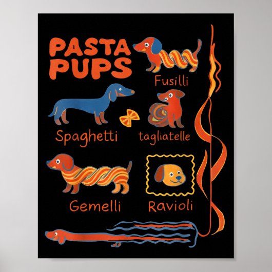 Pasta P Dog Funny Dachshund Dog Pasta Foodie Dog S Poster (Voorkant)
