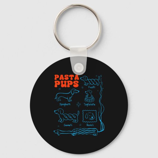 Pasta P Funny Dachshund Wiener Dog Pasta Foodie Do Sleutelhanger (Voorkant)