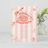 Pasta & Pacifiers Doodle Pink Girl Baby Shower Kaart (Staand voorkant)