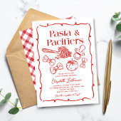 Pasta & Pacifiers Hand Drawn Italian Baby Shower Kaart