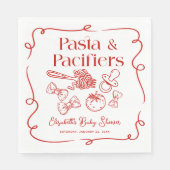Pasta & Pacifiers Hand Drawn Italian Baby Shower Servet (Voorkant)
