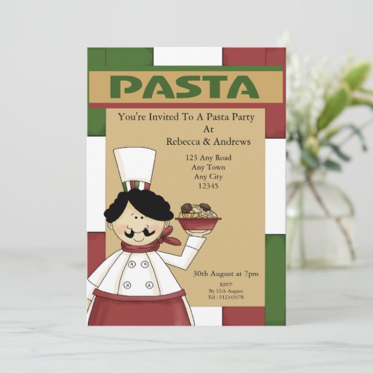 Pasta Partij Kaart (Staand voorkant)
