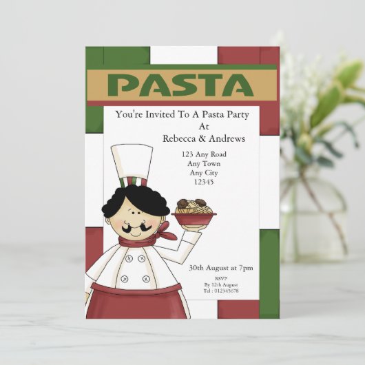 Pasta Partij Kaart (Staand voorkant)