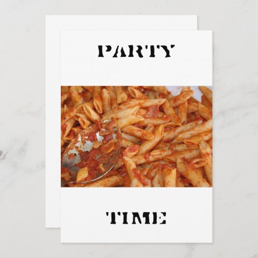 Pasta PARTIJTIME uitnodiging (Voorkant / Achterkant)