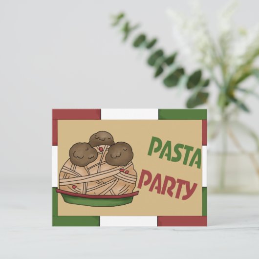Pasta Party uitnodiging (Staand voorkant)
