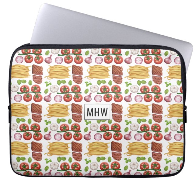 Pasta Pattern aangepaste monogram laptophoezen Laptop Sleeve (Voorkant)