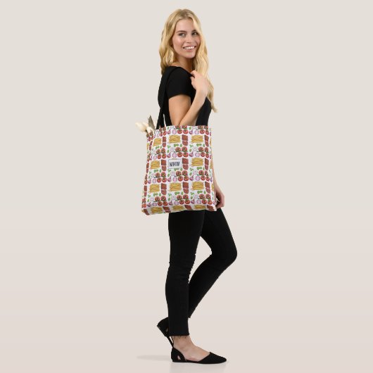 Pasta Pattern aangepaste monogram zakken Tote Bag (Op model)