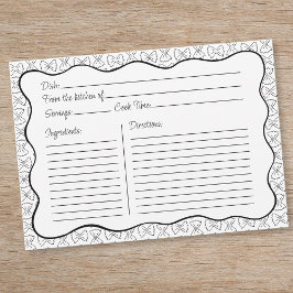 Pasta Pattern Chic Zwart & Wit Wavy Recept Kaart Notitiekaartje