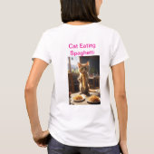 Pasta Paws: Kat Eten Spaghetti T-shirt (Achterkant)