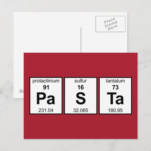 PaSTa Periodieke tabel Briefkaart (Voorkant / Achterkant)