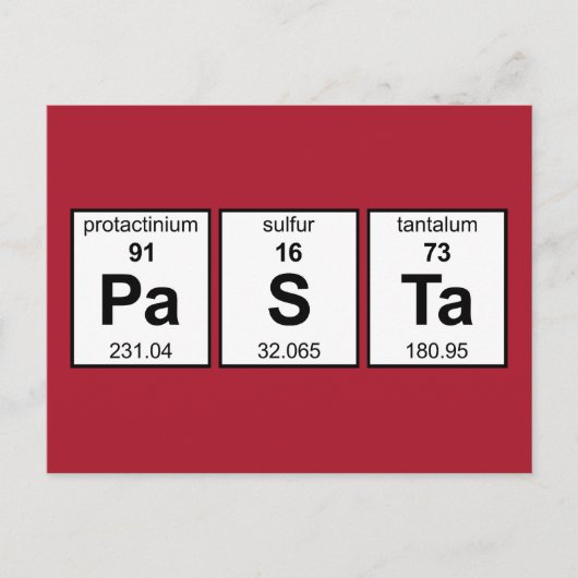 PaSTa Periodieke tabel Briefkaart (Voorkant)