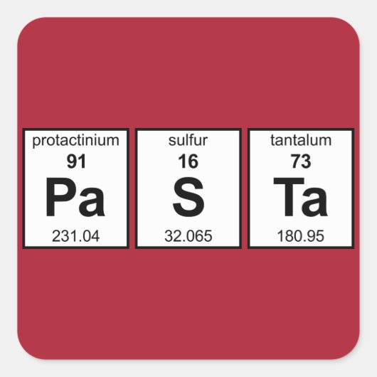 PaSTa Periodieke tabel Vierkante Sticker (Voorkant)
