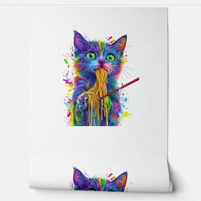 Pasta Picasso Cat – Hilarisch Kat voor kunstenaars Behang (Afrollen)