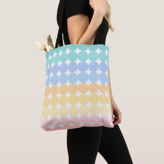 PASTA ROZE BLAUW GEEL GROENE CIRKELS TOTE BAG