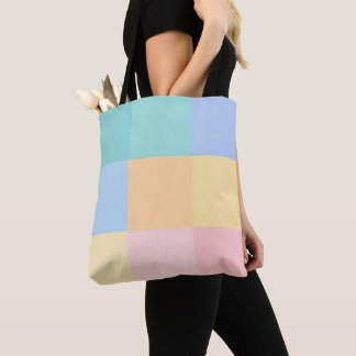 PASTA ROZE BLAUW GEEL GROENE VIERKANTEN & STIPPEN TOTE BAG