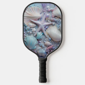 PASTA ROZE & BLAUWE TROPISCHE SCHELPEN PICKLEBALL PADDLE