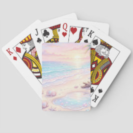 PASTA ROZE & BLAUWE ZOMER STRANDSCÈNE POKERKAARTEN