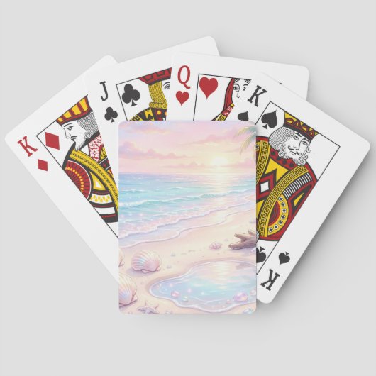 PASTA ROZE & BLAUWE ZOMER STRANDSCÈNE POKERKAARTEN (Achterkant)