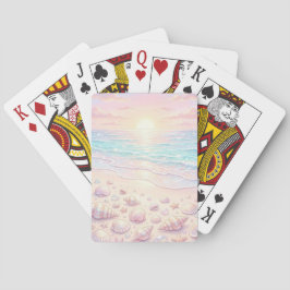 PASTA ROZE & BLAUWE ZOMER STRANDSCÈNE POKERKAARTEN