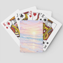 PASTA ROZE & BLAUWE ZOMER STRANDSCÈNE POKERKAARTEN
