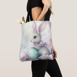 PASTA ROZE & GROENE PAAS EIEREN & KONIJN TOTE BAG