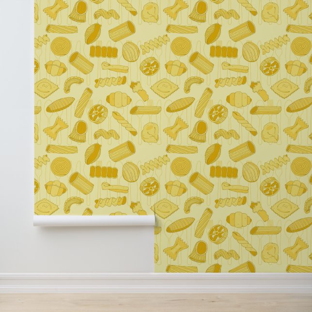 Pasta Shapes Italiaans Restaurant Cream Behang (Applicatie)