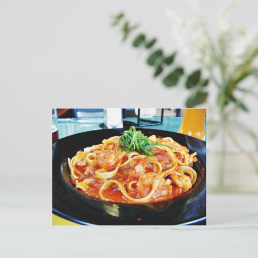 Pasta Shrimp Briefkaart (Staand voorkant)