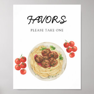 Pasta spaghetti baby shower favorieten poster