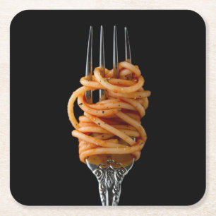Pasta spun on a Fork, Food Spaghetti Kartonnen Onderzetters