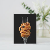 Pasta spun op een vork, Food Spaghetti Briefkaart (Staand voorkant)