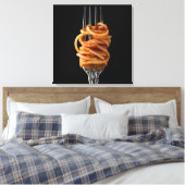 Pasta spun op een vork, Food Spaghetti Canvas Afdruk (Insitu (Slaapkamer))