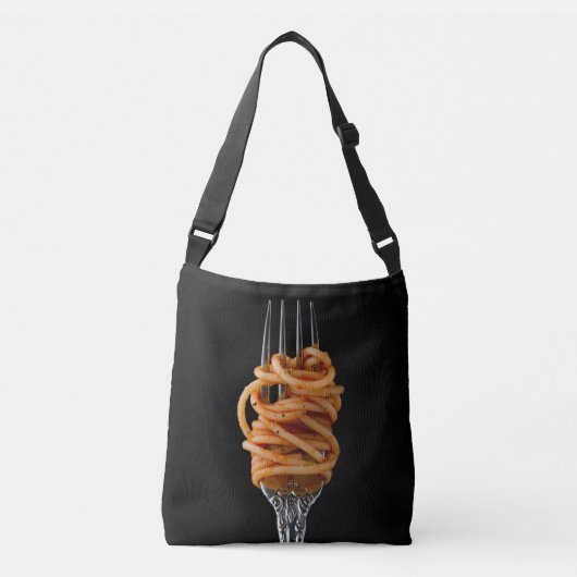 Pasta spun op een vork, Food Spaghetti Crossbody Tas (Voorkant)