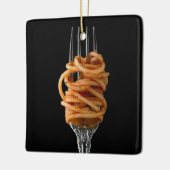 Pasta spun op een vork, Food Spaghetti Keramisch Ornament (Links)